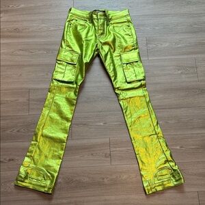 Men's Metallic Green Cargo Pants